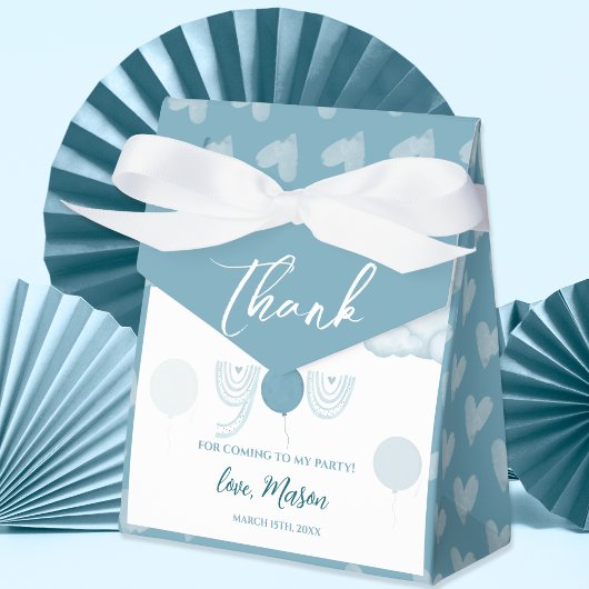 Pastel Blue Balloon & Cloud Boy Birthday フェイバーボックス