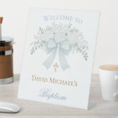 pastel blue bow Baptism welcome sign 台座サイン (インサイチュ)