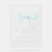 pastel blue bow welcome to the Baptism アクリルサイン (正面)