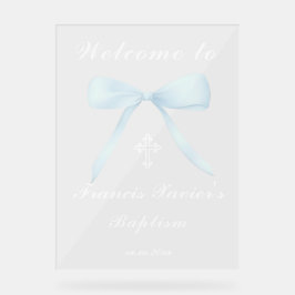 pastel blue bow welcome to the Baptism アクリルサイン