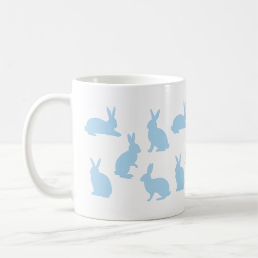 Pastel Blue Bunnies With Custom Monogram Easter コーヒーマグカップ (左)
