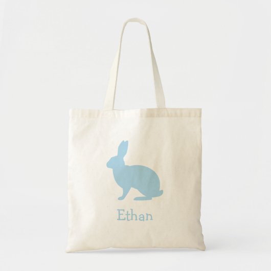 Pastel Blue Bunny Silhouette With Name Easter トートバッグ (正面)
