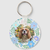 Pastel Blue Cavalier King Charles Spaniel Floral  キーホルダー (裏面)