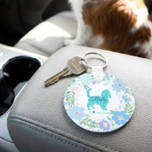 Pastel Blue Cavalier King Charles Spaniel Floral キーホルダー