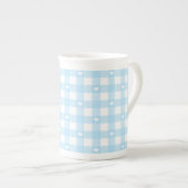 Pastel Blue Checks ボーンチャイナマグカップ (正面右)