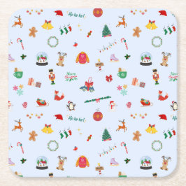 Pastel blue Christmas home decoration  スクエアペーパーコースター