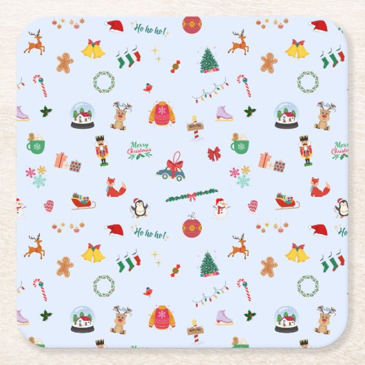 Pastel blue Christmas home decoration  スクエアペーパーコースター (正面)