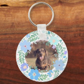 Pastel Blue Dachshund Personalized Name & Photo  キーホルダー (裏面)
