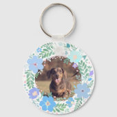 Pastel Blue Dachshund Personalized Name & Photo  キーホルダー (裏面)