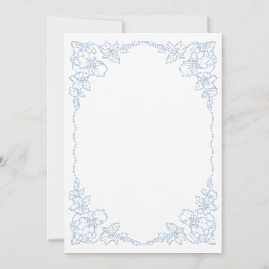  pastel blue elegant frame Baptism 招待状 (裏面)
