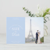 Pastel Blue Elegant Save the Date Card セーブザデート (スタンド正面)
