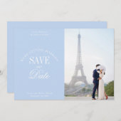 Pastel Blue Elegant Save the Date Card セーブザデート (正面/裏面)