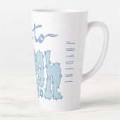 Pastel Blue Floral Chunky Text Slogan With Name カフェラテマグ (右)