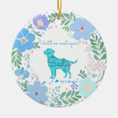 Pastel Blue Floral Labrador Retriever Custom Photo セラミックオーナメント (正面)