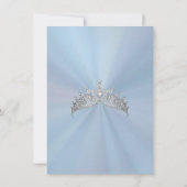 Pastel Blue - Floral & Silver Tiara Quinceanera サンキューカード (裏面)