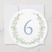 Pastel Blue Floral Wreath Whimsical Table Number 招待状 (裏面)
