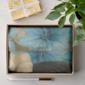 Pastel Blue Florals & Girl with Flower in Her Hair 薄葉紙 (ギフト)