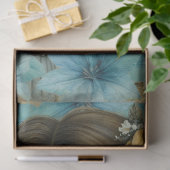 Pastel Blue Florals & Girl with Flower in Her Hair 薄葉紙 (ギフト)