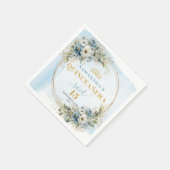 Pastel Blue Flowers Boho 15th Birthday Napkins スタンダードカクテルナプキン (角)