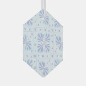 Pastel Blue Geometric Floral Repeat Pattern  ガラスオーナメント (正面右)