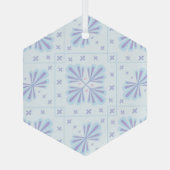 Pastel Blue Geometric Floral Repeat Pattern  ガラスオーナメント (裏面)