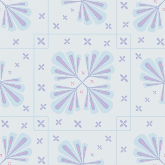 Pastel Blue Geometric Floral Repeat Pattern  シール (正面)