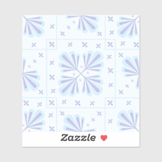 Pastel Blue Geometric Floral Repeat Pattern  シール (シート)