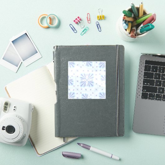 Pastel Blue Geometric Floral Repeat Pattern  シール (iPadカバー)