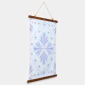 Pastel Blue Geometric Floral Repeat Pattern  吊り下げ型タペストリー (傾斜あり)