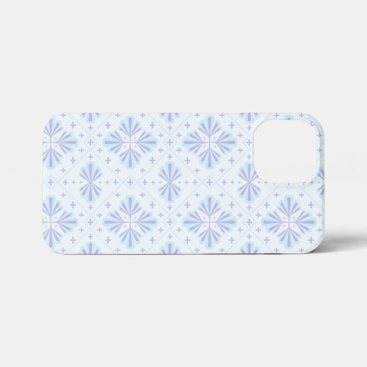 Pastel Blue Geometric Floral Repeat Pattern  iPhoneケース (裏面横)