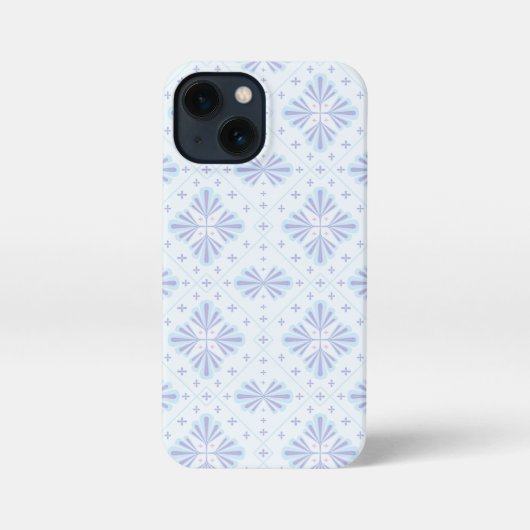 Pastel Blue Geometric Floral Repeat Pattern  iPhoneケース (裏面)