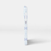 Pastel Blue Geometric Floral Repeat Pattern  iPhoneケース (左側面)