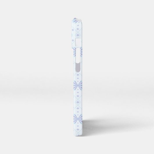Pastel Blue Geometric Floral Repeat Pattern  iPhoneケース (左側面)