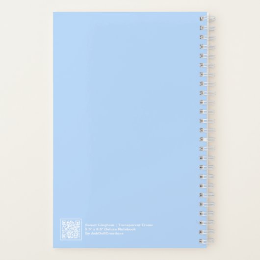 Pastel Blue Gingham Transparent Frame Notebook ノートブック (裏面)