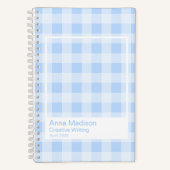 Pastel Blue Gingham Transparent Frame Notebook ノートブック (正面)