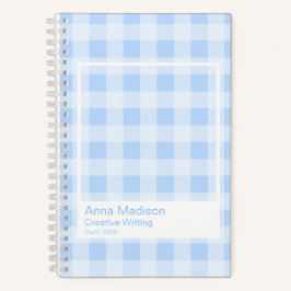 Pastel Blue Gingham Transparent Frame Notebook ノートブック