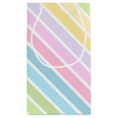 PASTEL BLUE GREEN YELLOW PINK PURPLE STRIPES スモールペーパーバッグ (裏面)