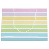 PASTEL BLUE GREEN YELLOW PINK PURPLE STRIPES ラージペーパーバッグ (正面)