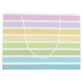 PASTEL BLUE GREEN YELLOW PINK PURPLE STRIPES ラージペーパーバッグ (裏面)