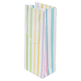 PASTEL BLUE GREEN YELLOW PINK PURPLE STRIPES ワインギフトバッグ