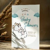 Pastel Blue Grey Sleeping Cloud Baby Dragon 招待状