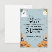 Pastel Blue Halloween Party Invitation – 編集可能 招待状 (正面/裏面)