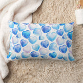Pastel Blue Heart Lumbar Pillow ランバークッション (ブランケット)
