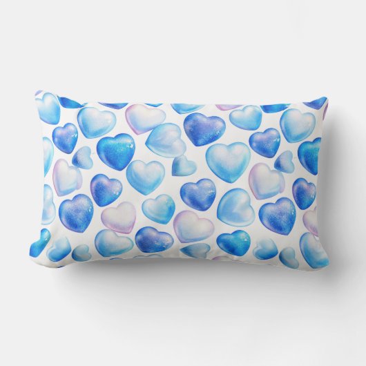 Pastel Blue Heart Lumbar Pillow ランバークッション (正面)