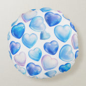 Pastel Blue Hearts Round Pillow ラウンドクッション (裏面)