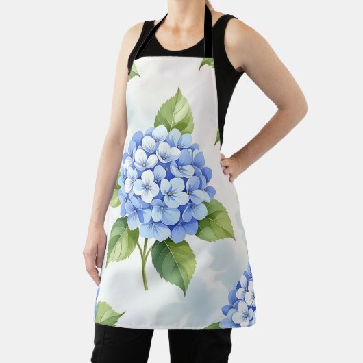 Pastel Blue Hydrangea Bouquet Pattern エプロン (インサイチュ)