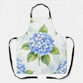 Pastel Blue Hydrangea Bouquet Pattern エプロン (正面)