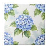 Pastel Blue Hydrangea Bouquet Pattern タイル (正面)