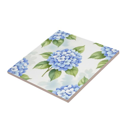 Pastel Blue Hydrangea Bouquet Pattern タイル (側面)