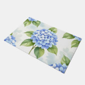Pastel Blue Hydrangea Bouquet Pattern ドアマット (アングル)